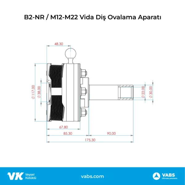 B2-NR / M12-M22 Vida Diş Ovalama Aparatı - Görsel 2